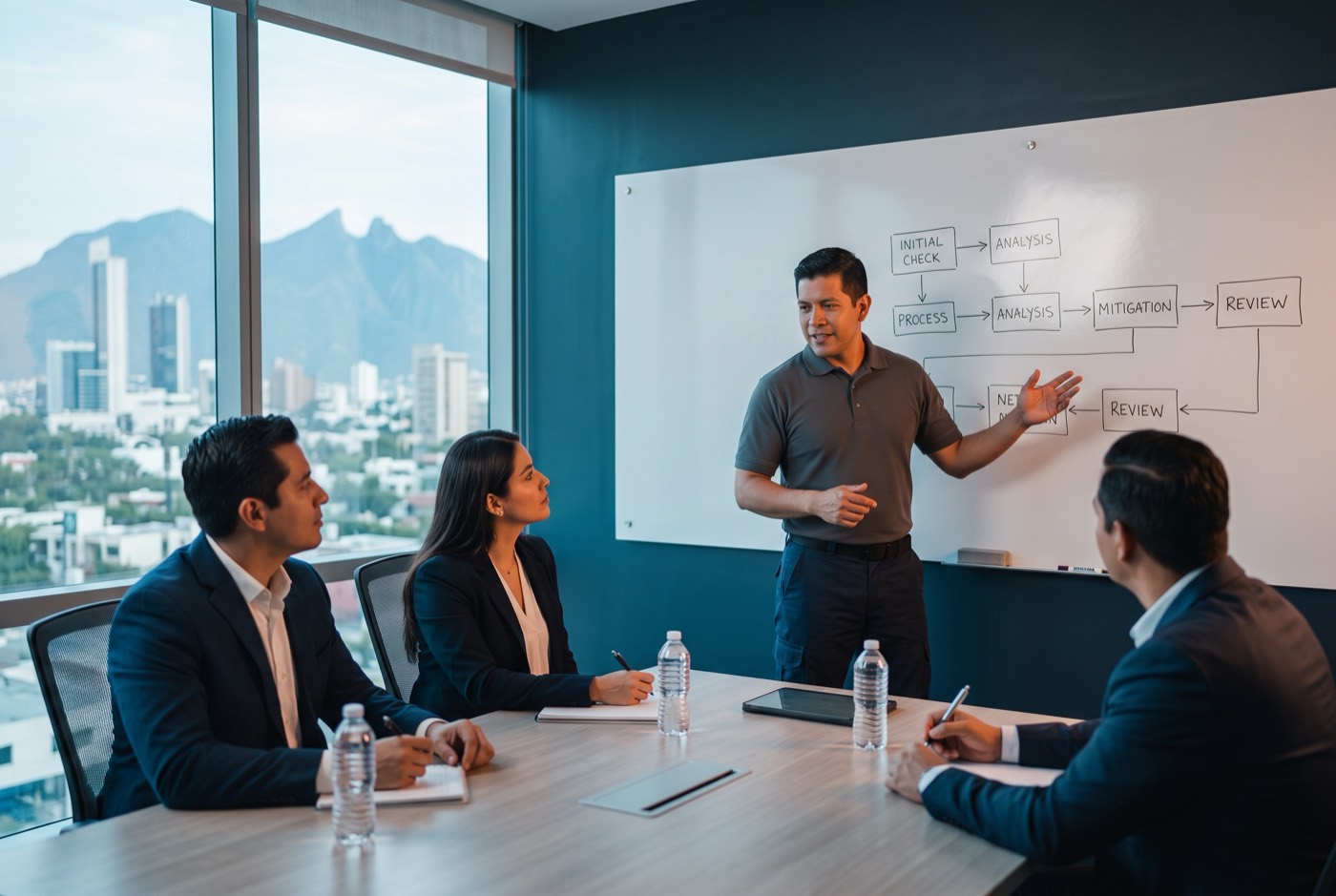 Consultor capacitando a un grupo de ejecutivos